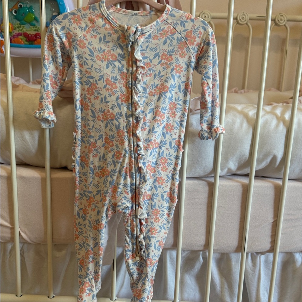 Floral Print Kids Pajama Footies